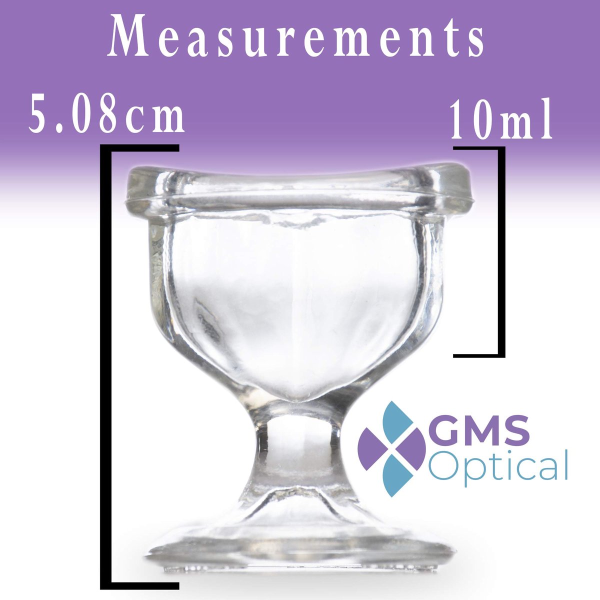 GMS Optical Augenwaschbecher aus optischem Glas – sanfte Linderung bei Allergenen, Reizstoffen, Make-up, Staub, trockenen Augen und mehr – zur Verwendung mit destilliertem Wasser oder Kochsalzlösung (10 ml Volumen)