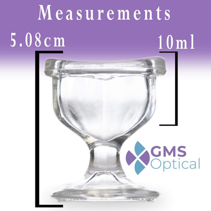 GMS Optical Augenwaschbecher aus optischem Glas – sanfte Linderung bei Allergenen, Reizstoffen, Make-up, Staub, trockenen Augen und mehr – zur Verwendung mit destilliertem Wasser oder Kochsalzlösung (10 ml Volumen)