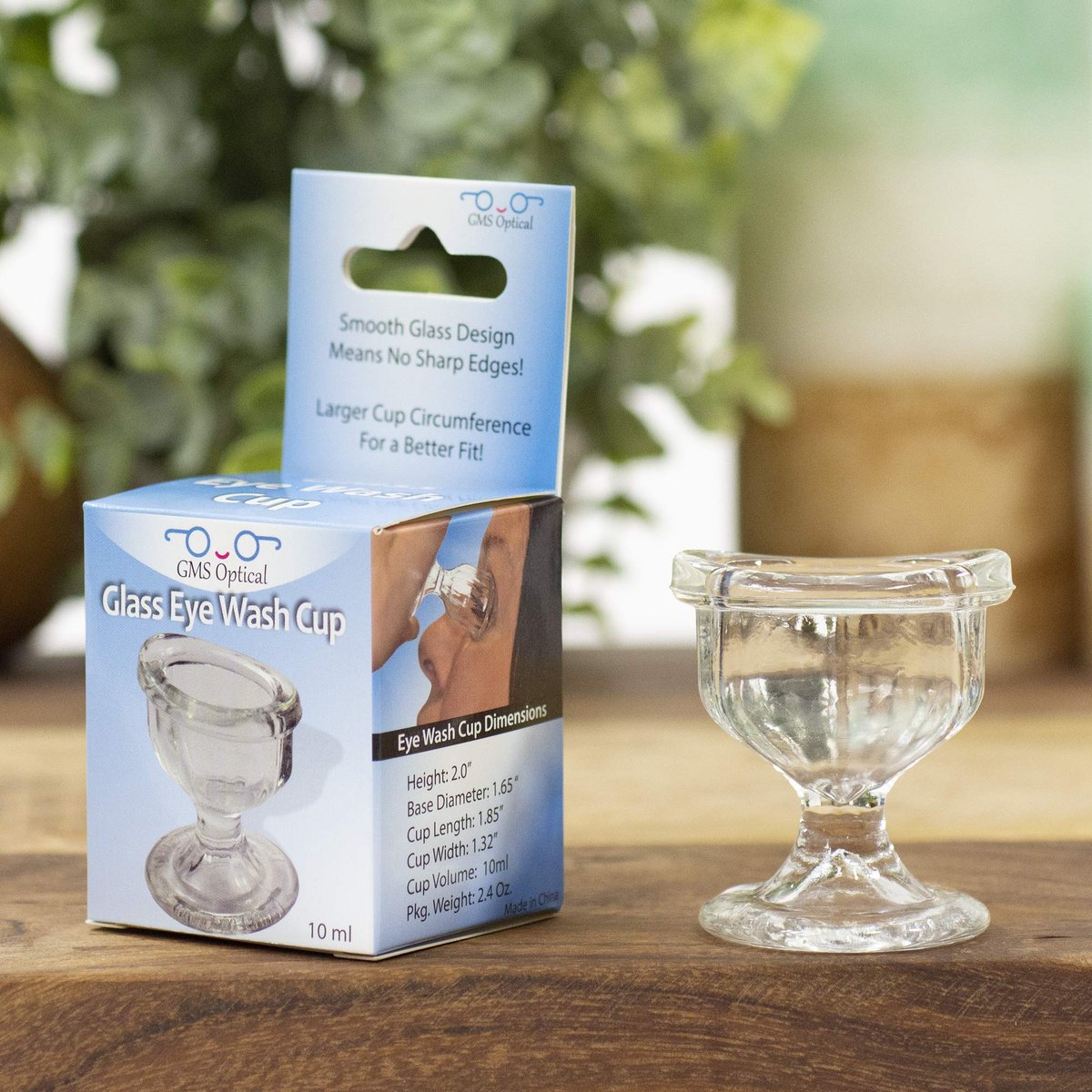 GMS Optical Augenwaschbecher aus optischem Glas – sanfte Linderung bei Allergenen, Reizstoffen, Make-up, Staub, trockenen Augen und mehr – zur Verwendung mit destilliertem Wasser oder Kochsalzlösung (10 ml Volumen)