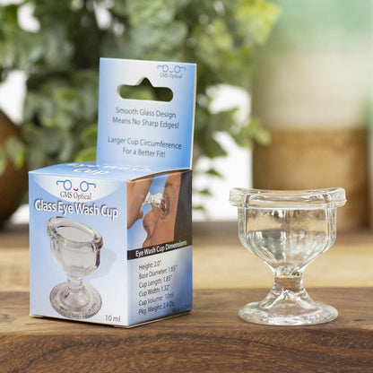 GMS Optical Augenwaschbecher aus optischem Glas – sanfte Linderung bei Allergenen, Reizstoffen, Make-up, Staub, trockenen Augen und mehr – zur Verwendung mit destilliertem Wasser oder Kochsalzlösung (10 ml Volumen)