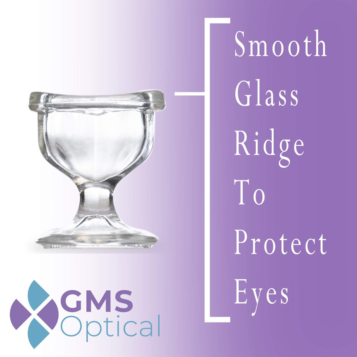 GMS Optical Augenwaschbecher aus optischem Glas – sanfte Linderung bei Allergenen, Reizstoffen, Make-up, Staub, trockenen Augen und mehr – zur Verwendung mit destilliertem Wasser oder Kochsalzlösung (10 ml Volumen)