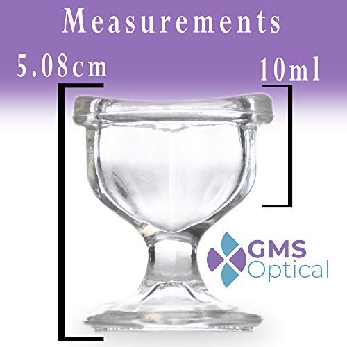 GMS Optical Augenwaschbecher aus optischem Glas – sanfte Linderung bei Allergenen, Reizstoffen, Make-up, Staub, trockenen Augen und mehr – zur Verwendung mit destilliertem Wasser oder Kochsalzlösung (10 ml Volumen)