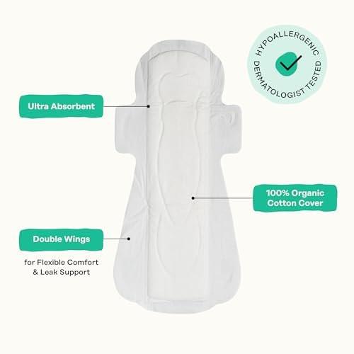The Honey Pot Company – Kräuter-Pads für Frauen – Overnight mit Flügeln – mit ätherischen Ölen für kühlenden Effekt & Bio-Baumwollbezug – Damenhygiene – 12 Stück
