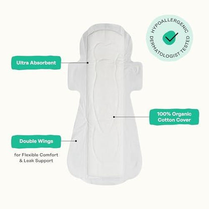 The Honey Pot Company – Kräuter-Pads für Frauen – Overnight mit Flügeln – mit ätherischen Ölen für kühlenden Effekt & Bio-Baumwollbezug – Damenhygiene – 12 Stück