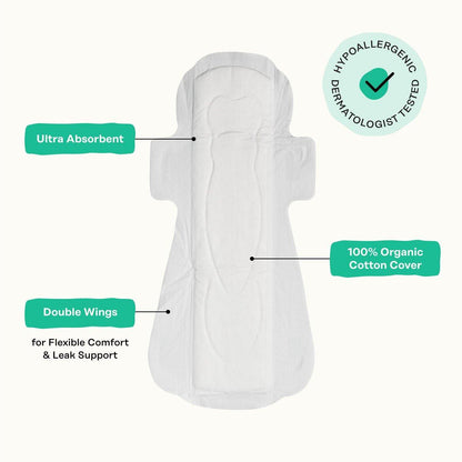 The Honey Pot Company – Kräuter-Pads für Frauen – Overnight mit Flügeln – mit ätherischen Ölen für kühlenden Effekt & Bio-Baumwollbezug – Damenhygiene – 12 Stück