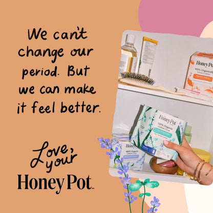 The Honey Pot Company – Kräuter-Pads für Frauen – Overnight mit Flügeln – mit ätherischen Ölen für kühlenden Effekt & Bio-Baumwollbezug – Damenhygiene – 12 Stück