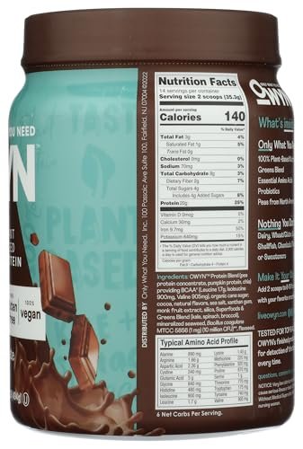 OWYN Only What You Need Pflanzliches Proteinpulver, Dunkle Schokolade, 1,17 Pfund