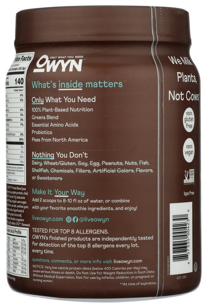 OWYN Only What You Need Pflanzliches Proteinpulver, Dunkle Schokolade, 1,17 Pfund