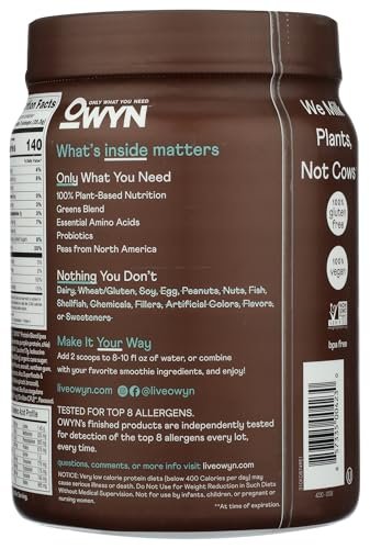 OWYN Only What You Need Pflanzliches Proteinpulver, Dunkle Schokolade, 1,17 Pfund
