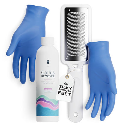 Lee Beauty Professional 8oz Gel Callus Entferner für Füße mit Raspel-Fußfeile - Original schnell wirkende Formel, extra stark gegen rissige Fersen und abgestorbene Haut (1er Pack)