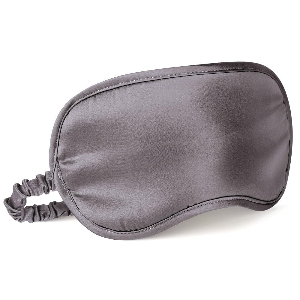 LULUSILK Maulbeerseide Schlafmaske – Augenmaske mit elastischem Band für erholsamen Schlaf, Reisen und Nickerchen (Kohlegrau)