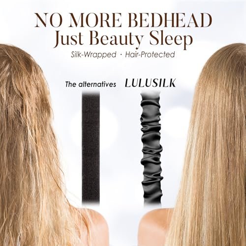 LULUSILK Maulbeerseide Schlafmaske – Augenmaske mit elastischem Band für erholsamen Schlaf, Reisen und Nickerchen (Schwarz, 1 Stück)