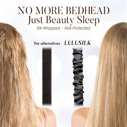LULUSILK Maulbeerseide Schlafmaske – Augenmaske mit elastischem Band für erholsamen Schlaf, Reisen und Nickerchen (Schwarz, 1 Stück)