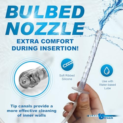 Cleanstream Pump Action Einlaufflasche mit flexiblem Aufsatz und Spritzenartigem Griff, 300 ml Fassungsvermögen, Silikonmaterial, Einfaches Selbstreinigungs-Dusche-System für kontrollierte persönliche Pflege