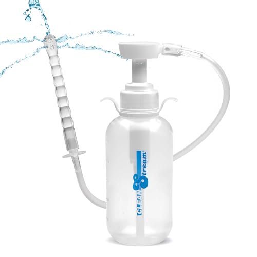 Cleanstream Pump Action Einlaufflasche mit flexiblem Aufsatz und Spritzenartigem Griff, 300 ml Fassungsvermögen, Silikonmaterial, Einfaches Selbstreinigungs-Dusche-System für kontrollierte persönliche Pflege