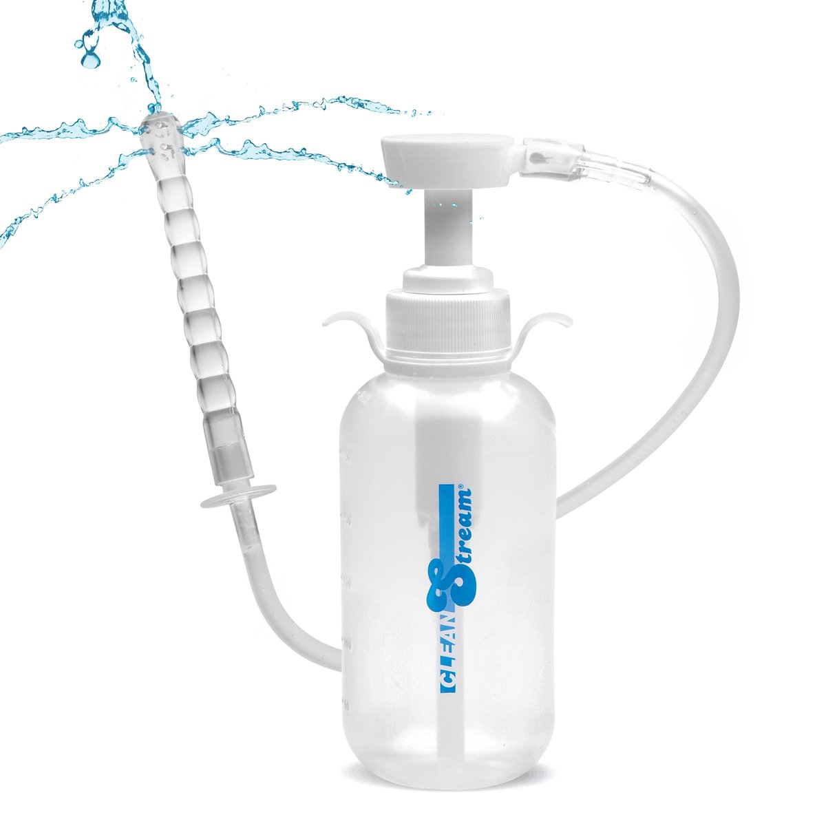 Cleanstream Pump Action Einlaufflasche mit flexiblem Aufsatz und Spritzenartigem Griff, 300 ml Fassungsvermögen, Silikonmaterial, Einfaches Selbstreinigungs-Dusche-System für kontrollierte persönliche Pflege