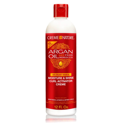 Creme of Nature Moisture & Shine Curl Activator Creme – Definition & Glanz für Locken, Anti-Frizz, feuchtigkeitsspendend mit Arganöl aus Marokko, 355 ml