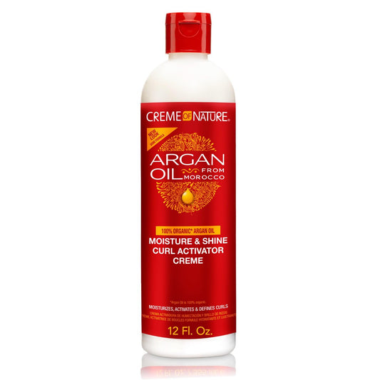 Creme of Nature Moisture & Shine Curl Activator Creme – Definition & Glanz für Locken, Anti-Frizz, feuchtigkeitsspendend mit Arganöl aus Marokko, 355 ml