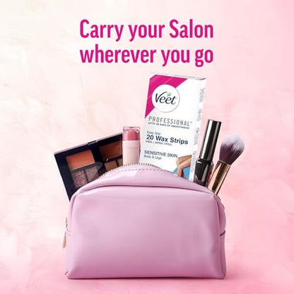 Veet Complete Waxing Kit für empfindliche Haut – 20 Streifen für eine sanfte Haarentfernung