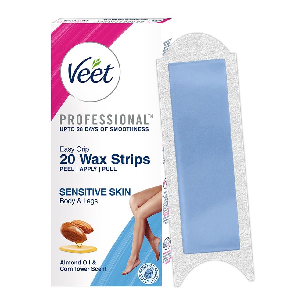 Veet Complete Waxing Kit für empfindliche Haut – 20 Streifen für eine sanfte Haarentfernung