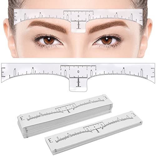 100 Stück Augenbrauenlineal, KINGMAS Einweg-Augenbrauenlineal Microblading-Aufkleber Augenbrauen-Schablonen-Führungsmesswerkzeug