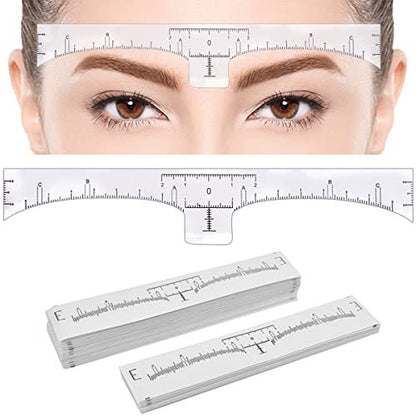 100 Stück Augenbrauenlineal, KINGMAS Einweg-Augenbrauenlineal Microblading-Aufkleber Augenbrauen-Schablonen-Führungsmesswerkzeug