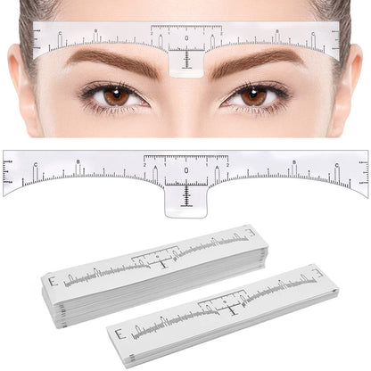 100 Stück Augenbrauenlineal, KINGMAS Einweg-Augenbrauenlineal Microblading-Aufkleber Augenbrauen-Schablonen-Führungsmesswerkzeug