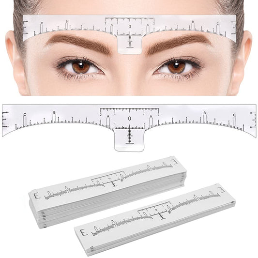 100 Stück Augenbrauenlineal, KINGMAS Einweg-Augenbrauenlineal Microblading-Aufkleber Augenbrauen-Schablonen-Führungsmesswerkzeug