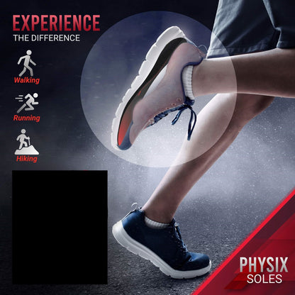 Physix Gear Sport Orthostatische Einlegesohlen für Männer & Frauen – Fußgewölbe-Stützung, Orthopädische Einlagen, Plantarfasziitis Komfort, Rot/Schwarz, M