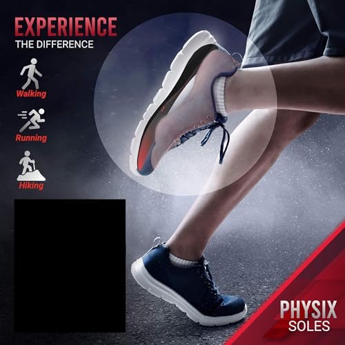 Physix Gear Sport Orthostatische Einlegesohlen für Männer & Frauen – Fußgewölbe-Stützung, Orthopädische Einlagen, Plantarfasziitis Komfort, Rot/Schwarz, M