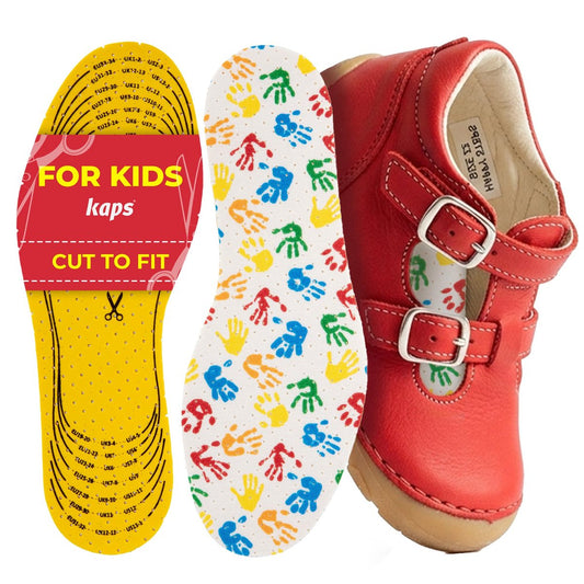 Kaps Arieto Einlegesohlen für Kinder - Atmungsaktive Schuhsohlen für Kinder & Kleinkinder, verhindern Blasen, halten Füße frisch, bis 23 cm / 9 Zoll - zuschneidbar