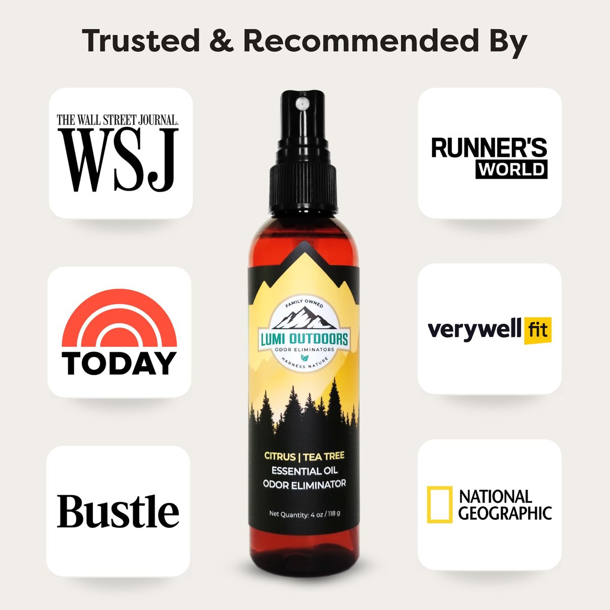 Lumi Outdoors Natürlicher Schuh-Deo-Spray & Geruchsentferner - Frischer Citrus-Tee-Baumöl-Geruchsvernichter