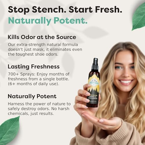 Lumi Outdoors Natürlicher Schuh-Deo-Spray & Geruchsentferner - Frischer Citrus-Tee-Baumöl-Geruchsvernichter