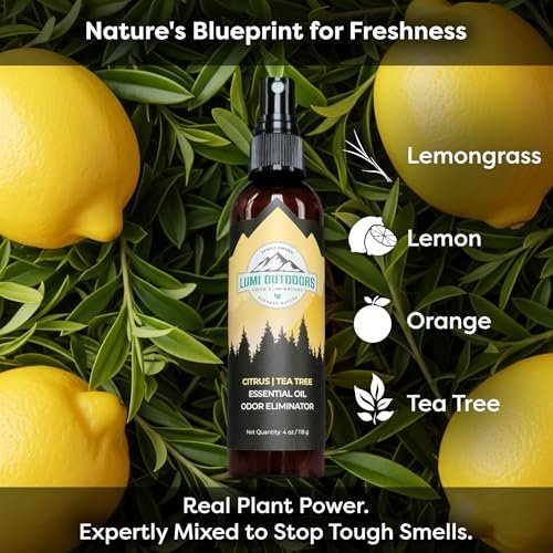 Lumi Outdoors Natürlicher Schuh-Deo-Spray & Geruchsentferner - Frischer Citrus-Tee-Baumöl-Geruchsvernichter