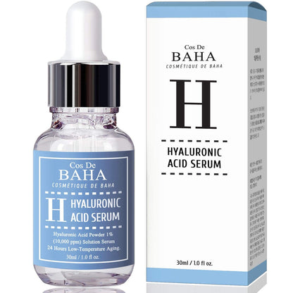 Cos De BAHA Hyaluronserum 30 ml – Reines Natriumhyaluronat 10.000 ppm Feuchtigkeitsserum für trockene & dehydrierte Haut – Leichte, duftfreie koreanische Hautpflege