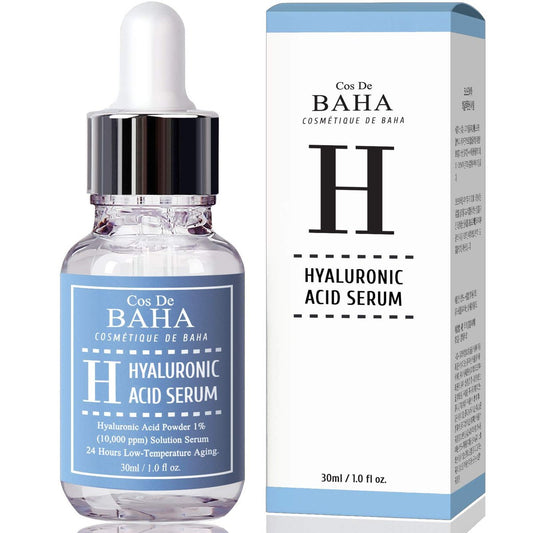 Cos De BAHA Hyaluronserum 30 ml – Reines Natriumhyaluronat 10.000 ppm Feuchtigkeitsserum für trockene & dehydrierte Haut – Leichte, duftfreie koreanische Hautpflege