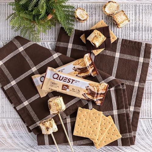 Quest Nutrition S'mores Proteinriegel, 21g Protein, 4g Netto-Kohlenhydrate, 1g Zucker, Glutenfrei, Keto-geeignet, 4er-Pack