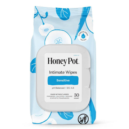 The Honey Pot Company – Feuchttücher für die Intimhygiene – pH-ausgleichend, parfümfrei & sulfatfrei – 30 Stück