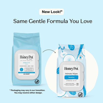 The Honey Pot Company – Feuchttücher für die Intimhygiene – pH-ausgleichend, parfümfrei & sulfatfrei – 30 Stück