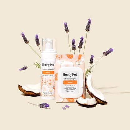 The Honey Pot Company – Tägliche pH-ausgleichende Damen-Feuchttücher – Duft- und sulfatfreie Reinigungstücher für den Intimbereich, Körper oder Gesicht – Hygieneartikel – Normal 30 Stück