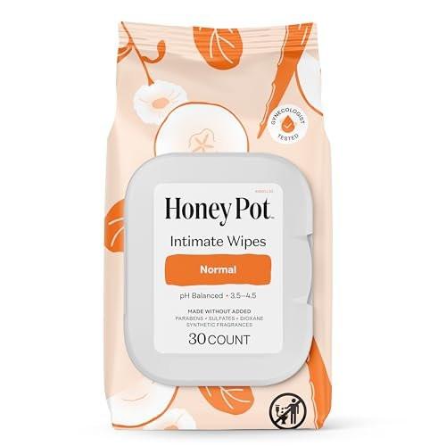 The Honey Pot Company – Tägliche pH-ausgleichende Damen-Feuchttücher – Duft- und sulfatfreie Reinigungstücher für den Intimbereich, Körper oder Gesicht – Hygieneartikel – Normal 30 Stück
