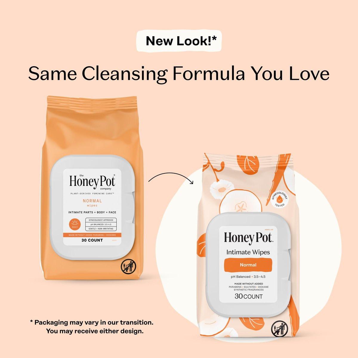 The Honey Pot Company – Tägliche pH-ausgleichende Damen-Feuchttücher – Duft- und sulfatfreie Reinigungstücher für den Intimbereich, Körper oder Gesicht – Hygieneartikel – Normal 30 Stück