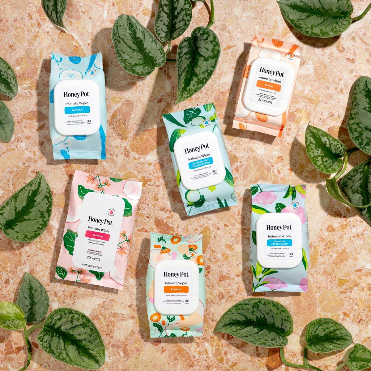 The Honey Pot Company – Tägliche pH-ausgleichende Damen-Feuchttücher – Duft- und sulfatfreie Reinigungstücher für den Intimbereich, Körper oder Gesicht – Hygieneartikel – Normal 30 Stück