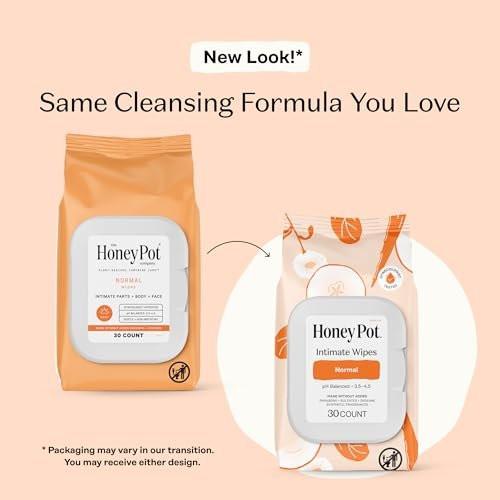 The Honey Pot Company – Tägliche pH-ausgleichende Damen-Feuchttücher – Duft- und sulfatfreie Reinigungstücher für den Intimbereich, Körper oder Gesicht – Hygieneartikel – Normal 30 Stück