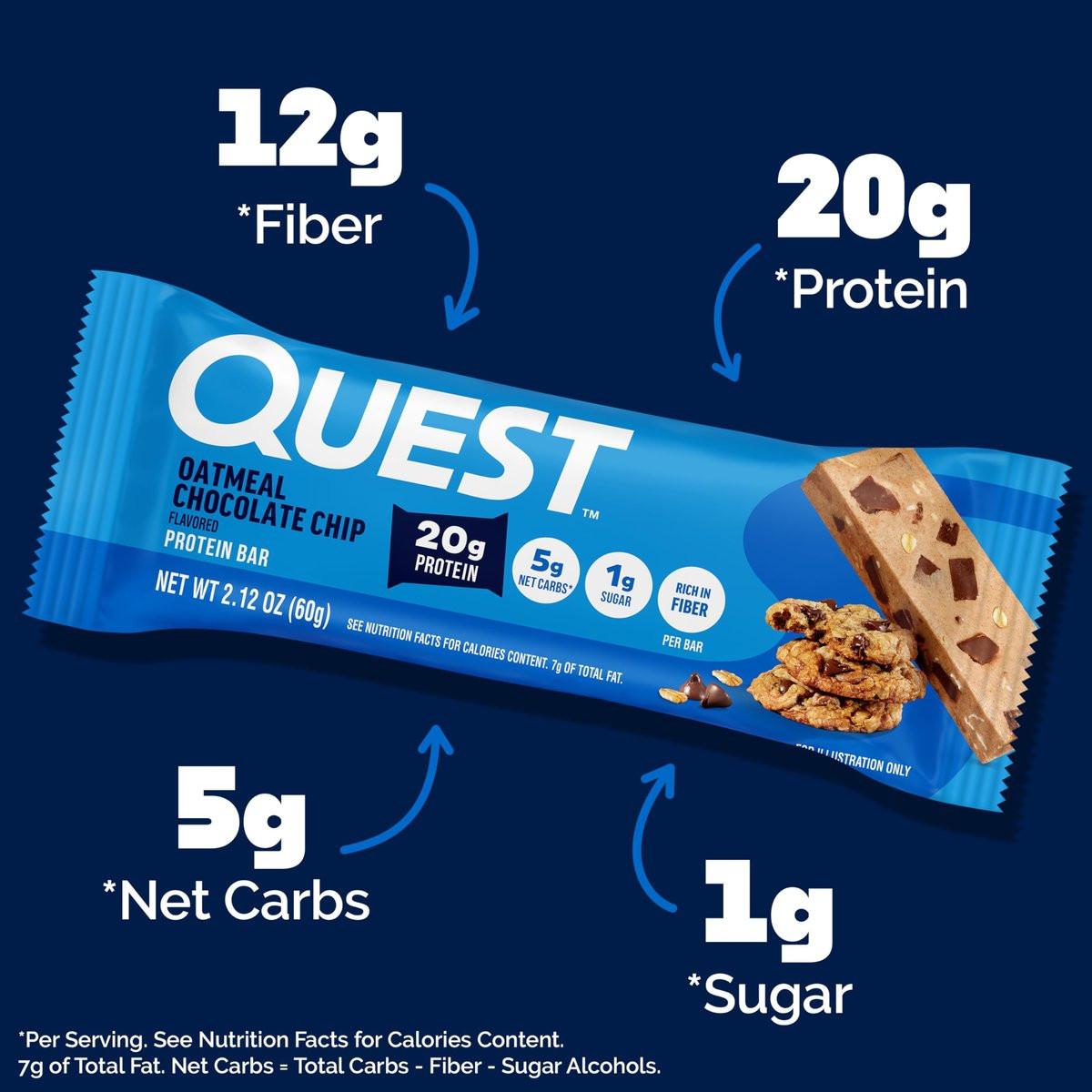 Quest Nutrition Haferflocken-Schokoladenchip Proteinriegel, 20g Protein, 1g Zucker, 5g Netto-Kohlenhydrate, glutenfrei, keto-freundlich, 4er-Pack
