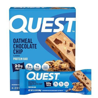 Quest Nutrition Haferflocken-Schokoladenchip Proteinriegel, 20g Protein, 1g Zucker, 5g Netto-Kohlenhydrate, glutenfrei, keto-freundlich, 4er-Pack