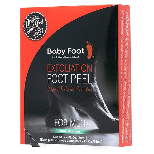 Baby Foot Original Fußpeeling für Männer – Fußmasken-Peeling zur Reparatur rauer, trockener, rissiger Füße und Entfernung abgestorbener Haut, Fersenpflege für babyweiche, geschmeidige Füße, 2er-Pack, 80 ml, Minzduft