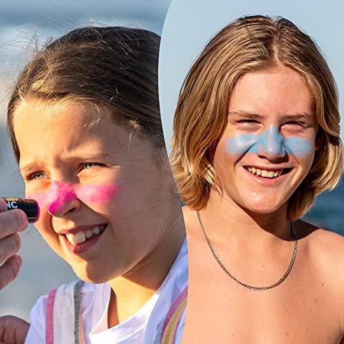 Sun Zapper Zink Sonnencreme Stick 3er-Pack SPF 50+ Pink Weiß Blau – Mineralischer Sonnenschutz für das Gesicht, wasserbeständig für Kinder und Familie, Reisegröße 12g (0,42 oz), hergestellt in Australien