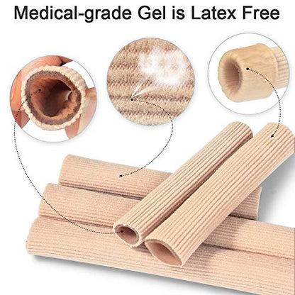 DYKOOK Schneidbare Zehenröhrchen Sleeves 5er-Pack – Elastisches Gewebe mit Silikongel-Futter – Zehenschoner zur Druckentlastung, gegen Hühneraugen und Hornhaut
