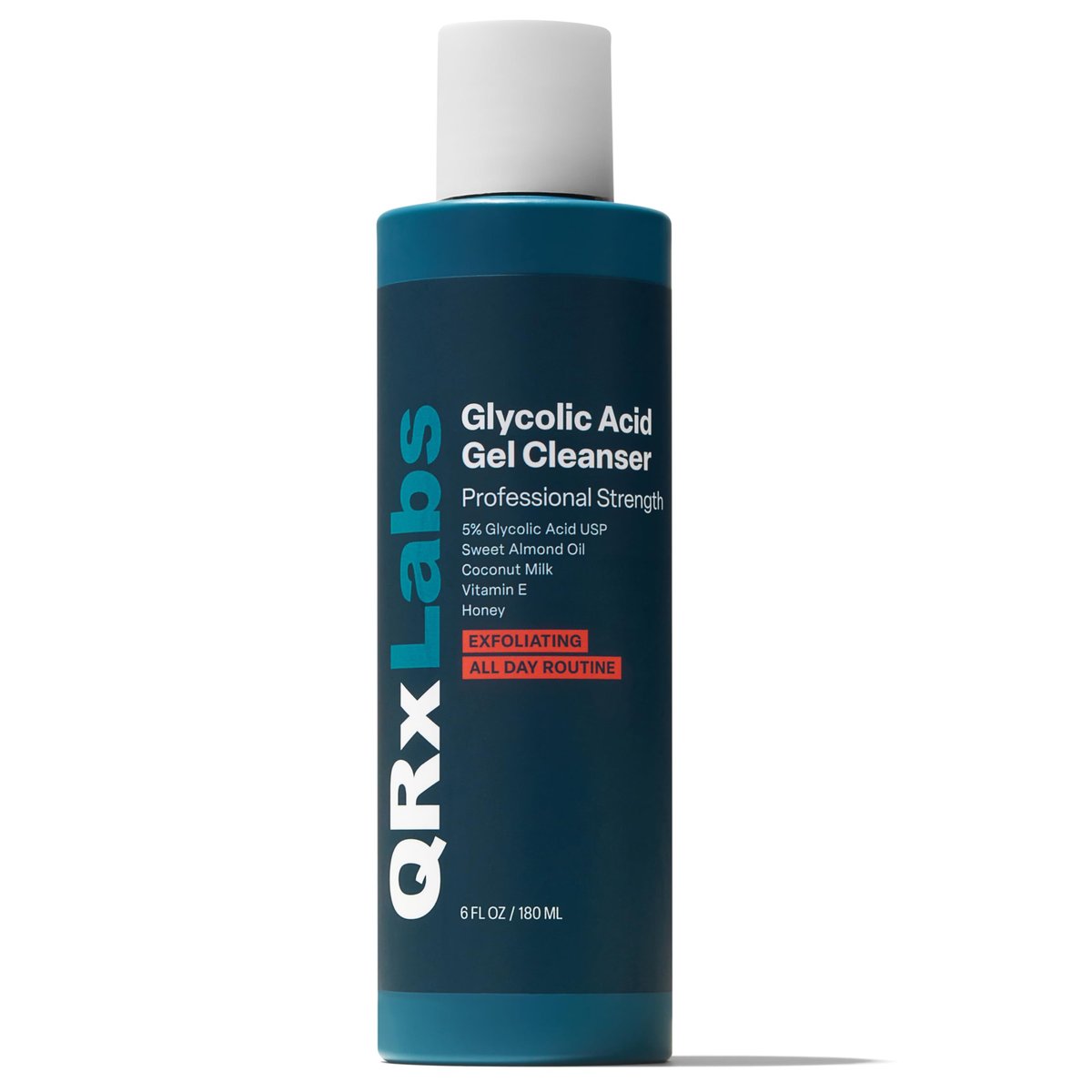 QRxLabs 5% Glykolsäure-Gel-Reiniger - Peeling-AHA-Gesichtsreiniger für glattere Haut, Ölkontrolle & Porenpflege, Körpergeeignet - Hilft bei Rasierpickeln & eingewachsenen Haaren - Tägliche Anwendung - 177 ml